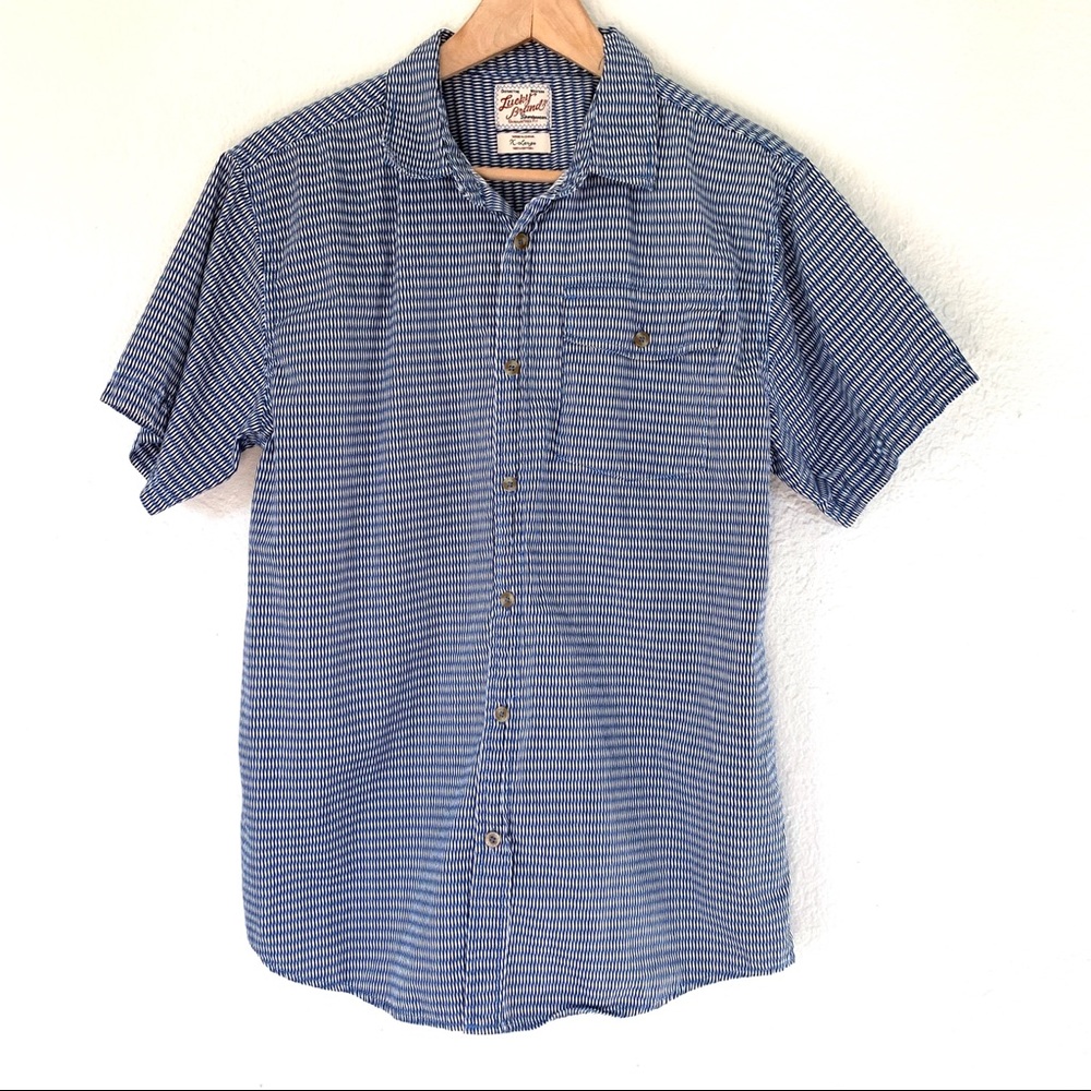 Lucky Brand blue/white all over print button down